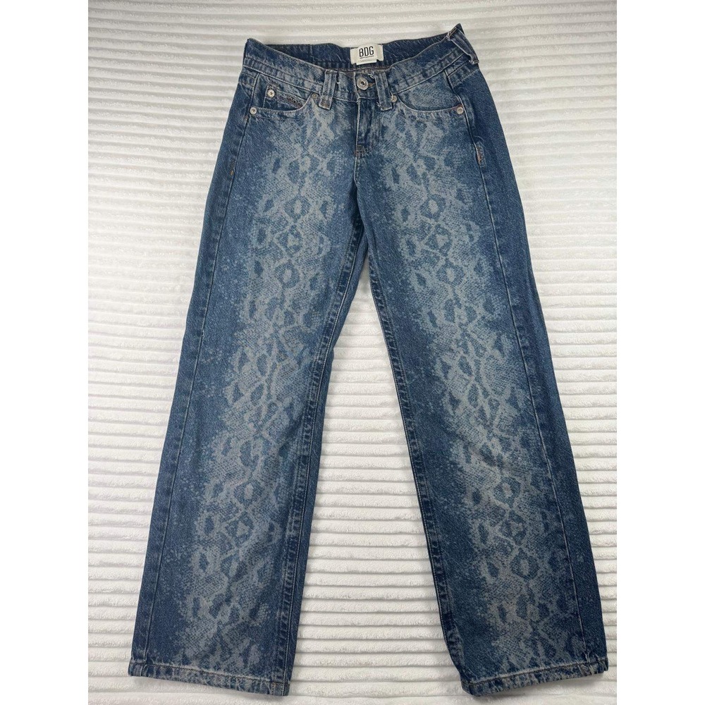 BDG Urban Outfitters Womens Snake Print Straight Leg Jeans Blue Acid Wash Denim - Picture 2 of 14